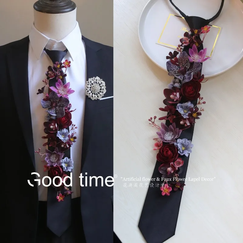 Men'S Grooming Wedding Day - 花の模造品、花の飾り、ボーイグループのアニメーション衣装、新郎と介添人のウェディングイベント、ビジネスシーンでの花の装飾。