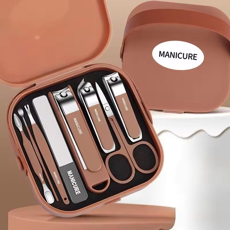 Mens Grooming Travel Kit - ネイルケアキット 飛沫防止マニキュアセット ステンレス鋼製爪切り バッファーファイル グルーミングツール トラベルケース付き