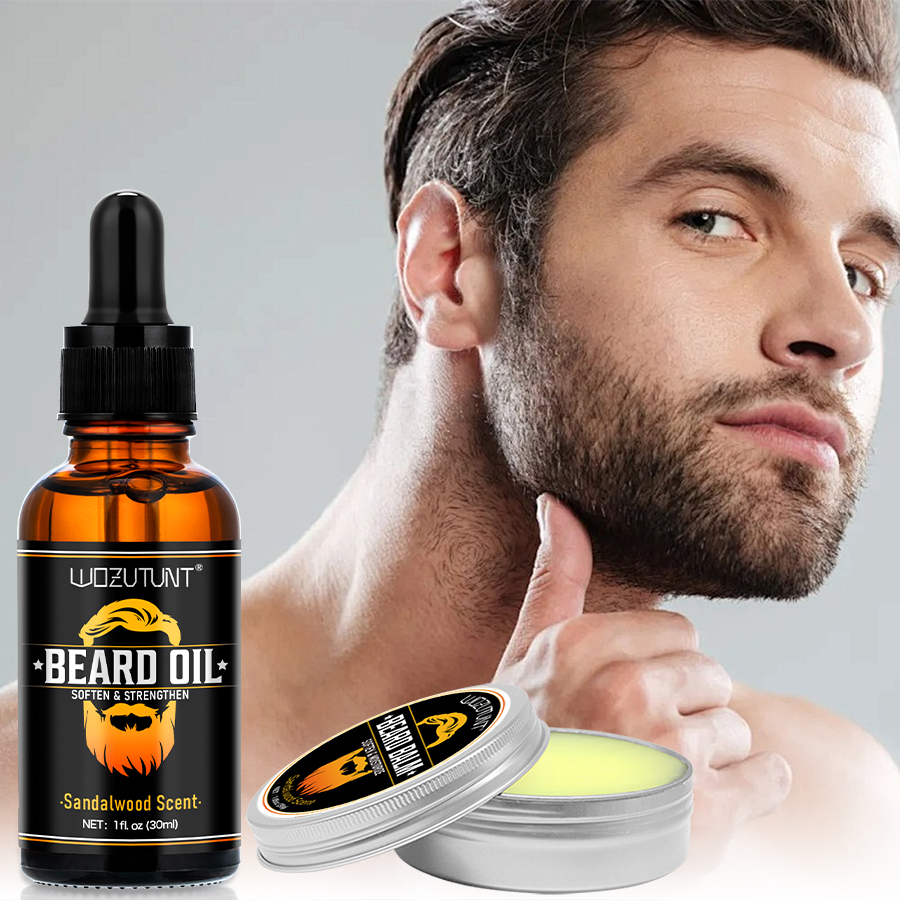 Men'S Grooming Tonic - 100% 天然白檀の香り 30 ミリリットルひげオイルと 30 グラムバーム柔らかく強化保湿男性ひげグルーミングケア製品