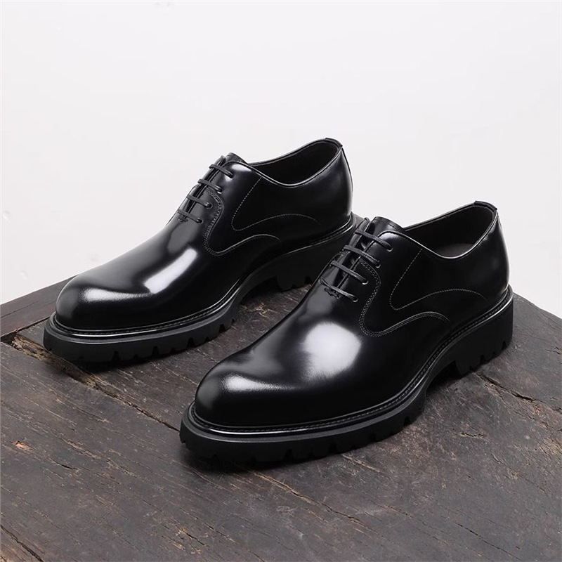 Young Men'S Grooming - 英国風トレンドフォーマルビジネスヤング通勤光沢オックスフォード新郎結婚式厚底身長アップカジュアルレザーシューズ