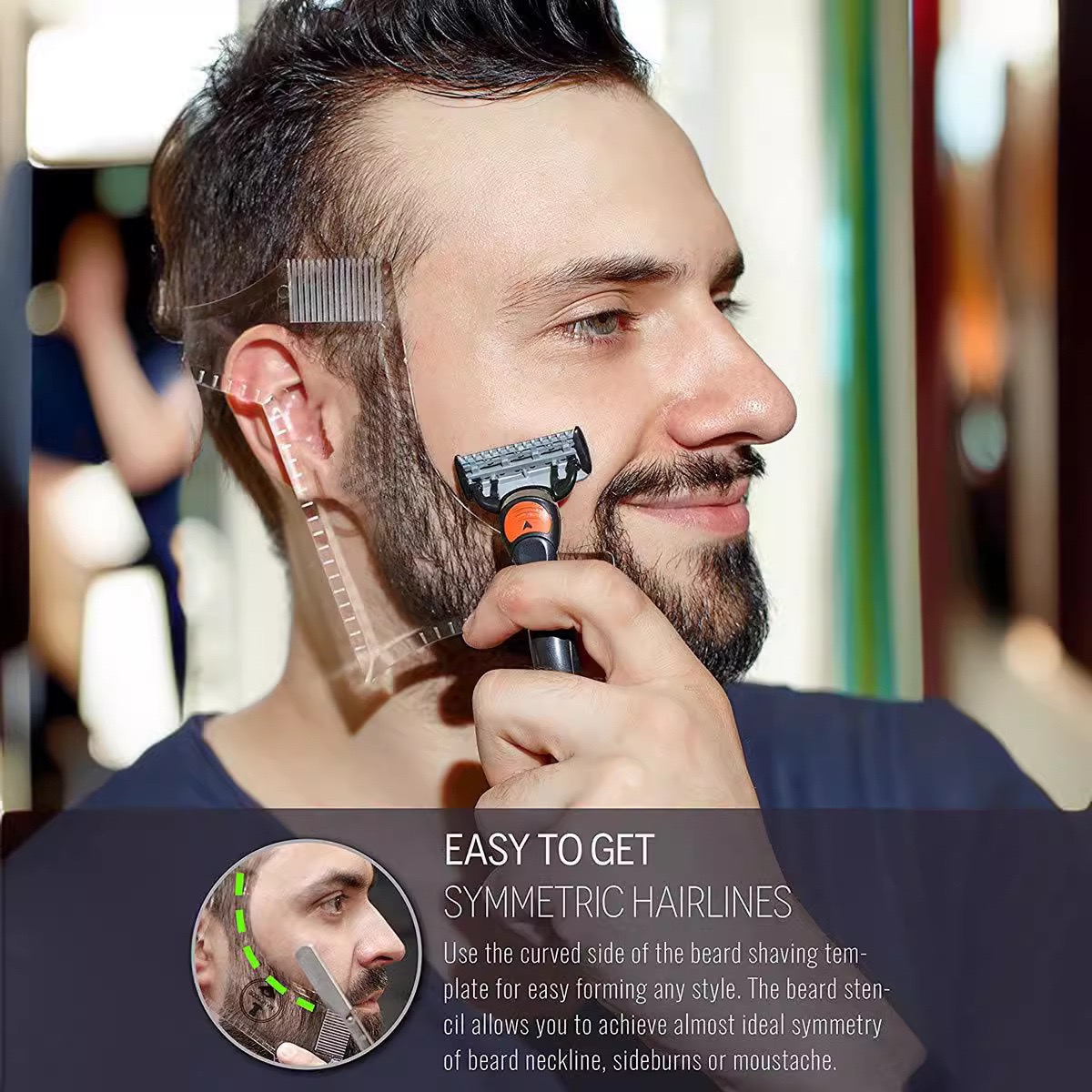 Men'S Grooming Tonic - 男性用クリアビアードシェーピングテンプレート 多機能ビアードトリミングステンシル ビアードグルーミングアクセサリー（ビアードオイル＆ビアードブラシ用）