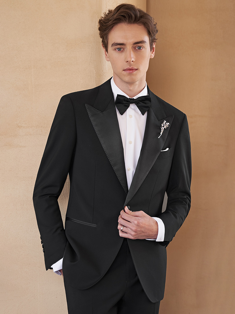 ウール30% メンズスーツセット ブレザー パンツ ブラック - Young Men'S Grooming のレビューと価格