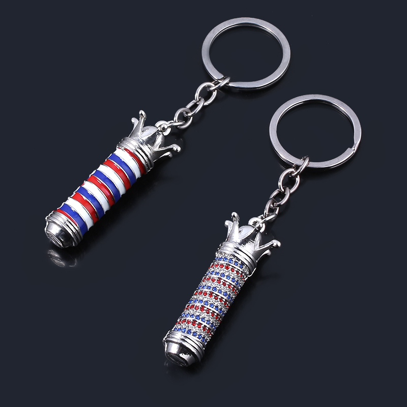 新しい美容師キーホルダー理髪店 3D ポールライトペンダント - Men'S Grooming Bag のレビューと価格